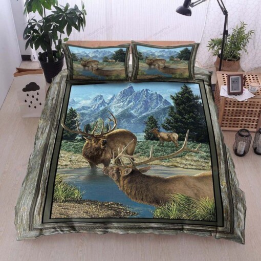 Deer Cotton Bed Sheets Spread Comforter Duvet Cover Bedding Sets