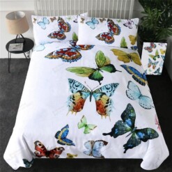 Colorful Butterflies Bed Sheets Duvet Cover Bedding Sets