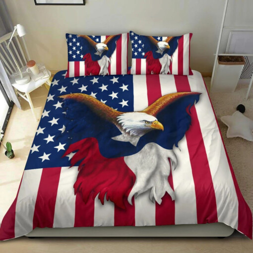 Eagle Texas And American Flag 4th Of July Veteran Day Bedding Set Bed Sheets Spread Comforter Duvet Cover Bedding Sets