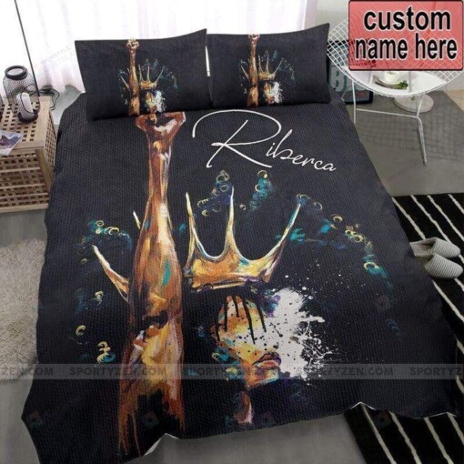 Black Queen Freedom Custom Name Duvet Cover Bedding Set