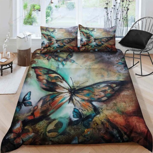 Butterfly Cotton Bed Sheets Spread Comforter Duvet Cover Bedding Sets