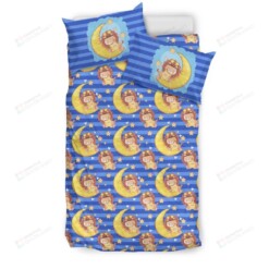 Happy Cute Lion With Moon Bedding Set Cotton Bed Sheets Spread Comforter Duvet Cover Bedding Sets