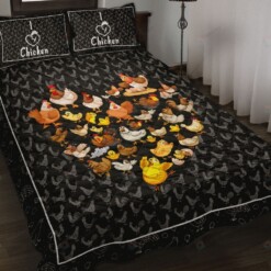 Chicken Heart Cartoon Style Quilt Bedding Set