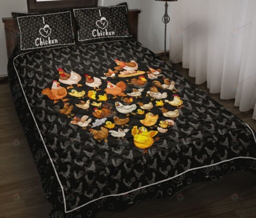 Chicken Heart Cartoon Style Quilt Bedding Set