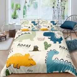 Lovely Dinosaurs Pattern Roar Bed Sheets Duvet Cover Bedding Sets