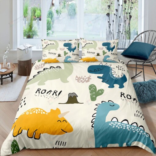 Lovely Dinosaurs Pattern Roar Bed Sheets Duvet Cover Bedding Sets