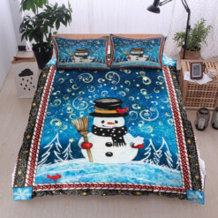 Snowman Cotton Bed Sheets Spread Comforter Duvet Cover Bedding Sets