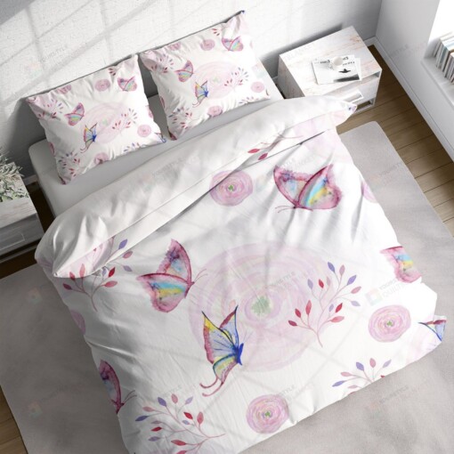 Watercolor Butterfly Flower Bed Sheets Duvet Cover Bedding Sets