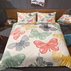 Colorful Butterflies Pattern Bed Sheets Duvet Cover Bedding Sets