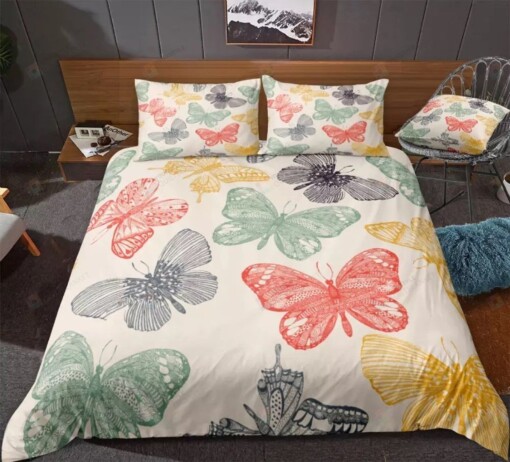 Colorful Butterflies Pattern Bed Sheets Duvet Cover Bedding Sets