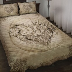 Dragon & Wolf Quilt Bed Set Bedding Set