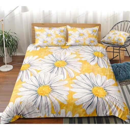 Daisy Flower Bed Sheets Spread Comforter Duvet Cover Bedding Sets