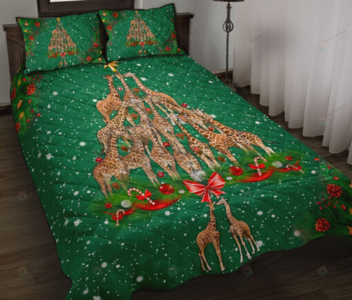 Giraffe Christmas Style Quilt Bed Set Bedding Set