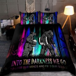 Bigfoot With Beer Into The Darkness We Go Bedding Set Bed Sheets Spread Comforter Duvet Cover Bedding Sets