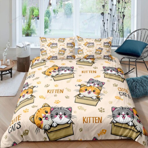 Lovely Cats Kitten Bedding Set Cotton Bed Sheets Spread Comforter Duvet Cover Bedding Sets