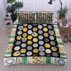 Bee Cotton Bed Sheets Spread Comforter Duvet Cover Bedding Sets