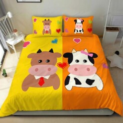 Cute Cartoon Cow Couple Bedding Set Bed Sheet Spread Comforter Duvet Cover Bedding Sets