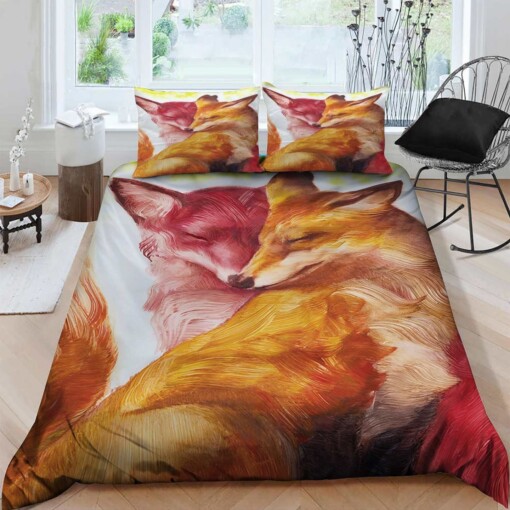 Fox Cotton Bed Sheets Spread Comforter Duvet Cover Bedding Sets