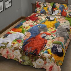 Parrots Tropical Birds Quilt Bed Sheets Spread Quilt Bedding Sets