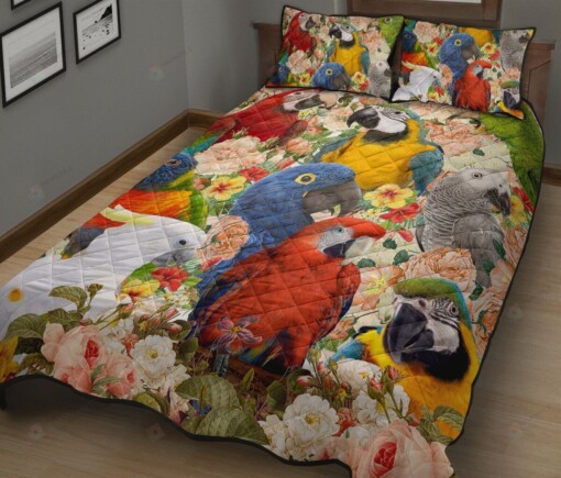 Parrots Tropical Birds Quilt Bed Sheets Spread Quilt Bedding Sets