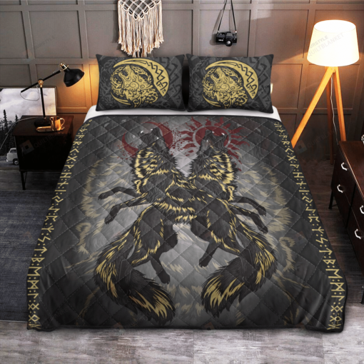 Fenrir Wolf Viking Quilt Bedding Set