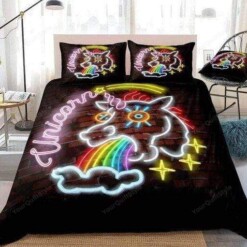 Neon Light Unicorn Duvet Cover Bedding Set