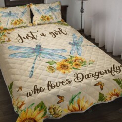 Dragonfly Sunflower Butterfly Wattercolor Quilt Bedding Set