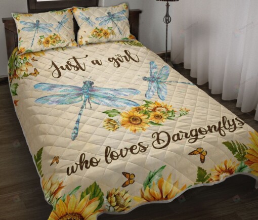 Dragonfly Sunflower Butterfly Wattercolor Quilt Bedding Set