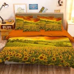 3d Golden Sunflower Duvet Cover Bedding Set