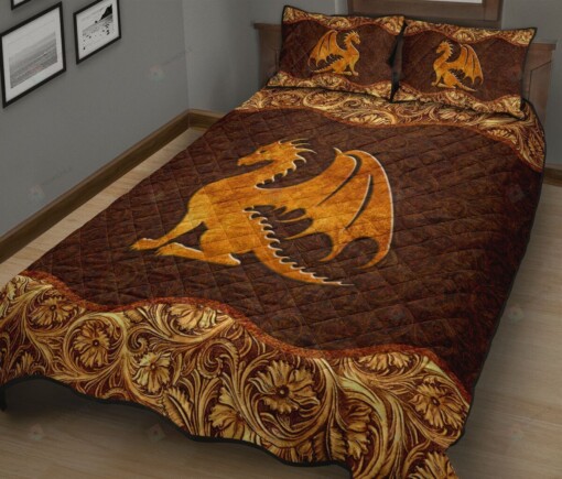 Dragon Brown Wooden Quilt Bed Sheets Spread Quilt Bedding Sets