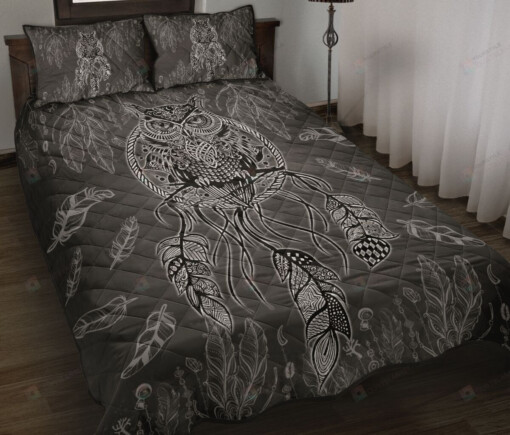 Owl Dreamcatcher Mandala Quilt Bedding Set