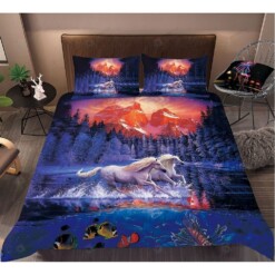 White Horse Running Bedding Set Bed Sheets Spread Comforter Duvet Cover Bedding Sets