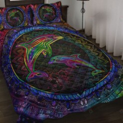 Dolphin Neon Quilt Bedding Set