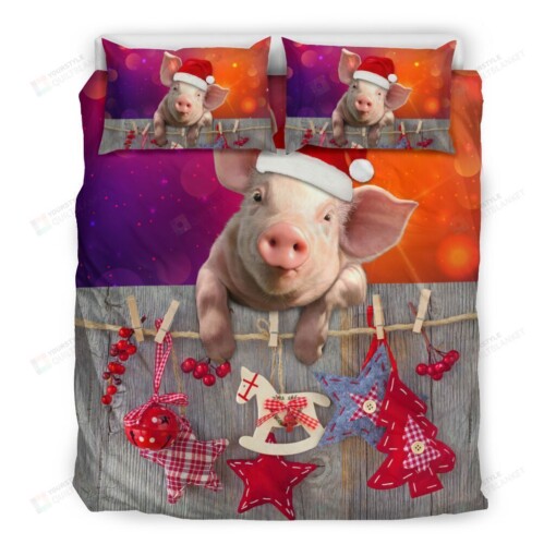 Pig Farm Christmas Bedding Set Cotton Bed Sheets Spread Comforter Duvet Cover Bedding Sets