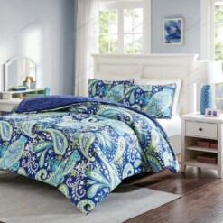 Blue And Green Paisley Bedding Set (Duvet Cover & Pillow Cases)