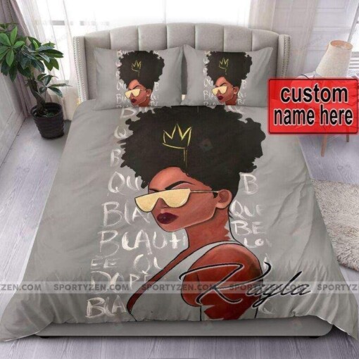 Fashion Black Queen Custom Name Duvet Cover Bedding Set