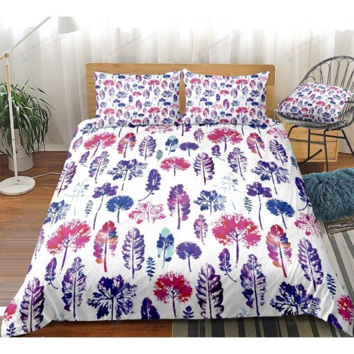 Colorful Leaves Pattern Bedding Set Bed Sheets Spread Comforter Duvet Cover Bedding Sets