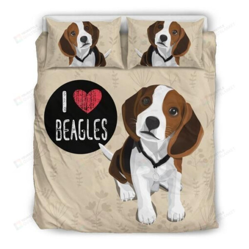 Beagle I Love Beagles Bedding Set Bed Sheets Spread Comforter Duvet Cover Bedding Sets