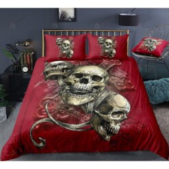 Skull Series Red Bedding Set Cotton Bed Sheets Spread Comforter Duvet Cover Bedding Sets