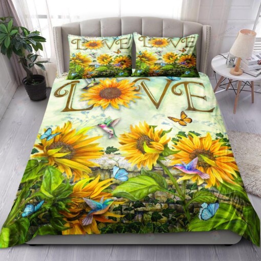 Sunflower Hummingbird And Butterfly Bedding Set Bed Sheets Spread Comforter Duvet Cover Bedding Sets