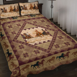 Horse Boho Original Color Quilt Bedding Set