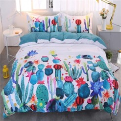 Cactus Cotton Bed Sheets Spread Comforter Duvet Cover Bedding Sets