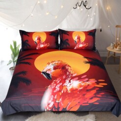 Sunset Flamingo Bedding Set Cotton Bed Sheets Spread Comforter Duvet Cover Bedding Sets