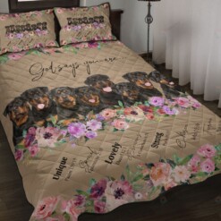 Cute Rottweiler Quilt Bedding Set