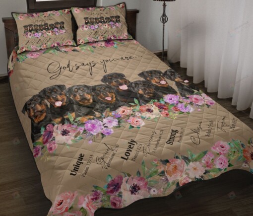 Cute Rottweiler Quilt Bedding Set