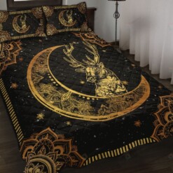 Deer And Moon Star Quilt Bedding Set