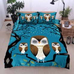 Owl Cotton Bed Sheets Spread Comforter Duvet Cover Bedding Sets