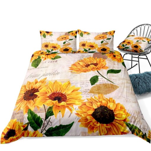 Sunflower Bed Sheets Spread Comforter Duvet Cover Bedding Sets