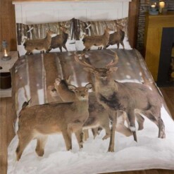 Deer Cotton Bed Sheets Spread Comforter Duvet Cover Bedding Sets