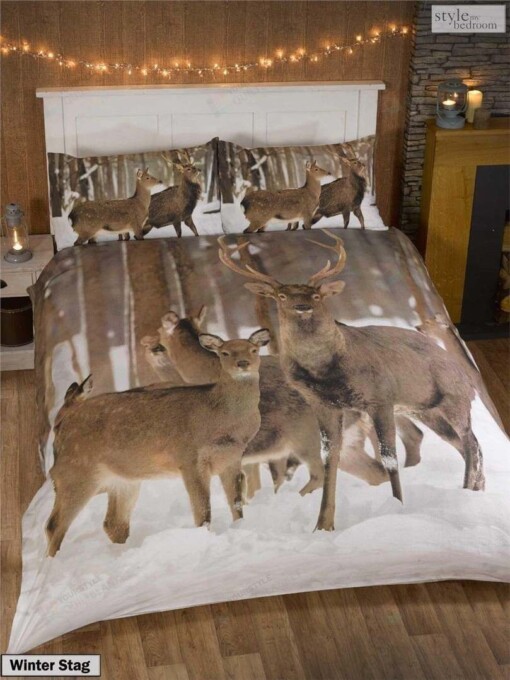 Deer Cotton Bed Sheets Spread Comforter Duvet Cover Bedding Sets